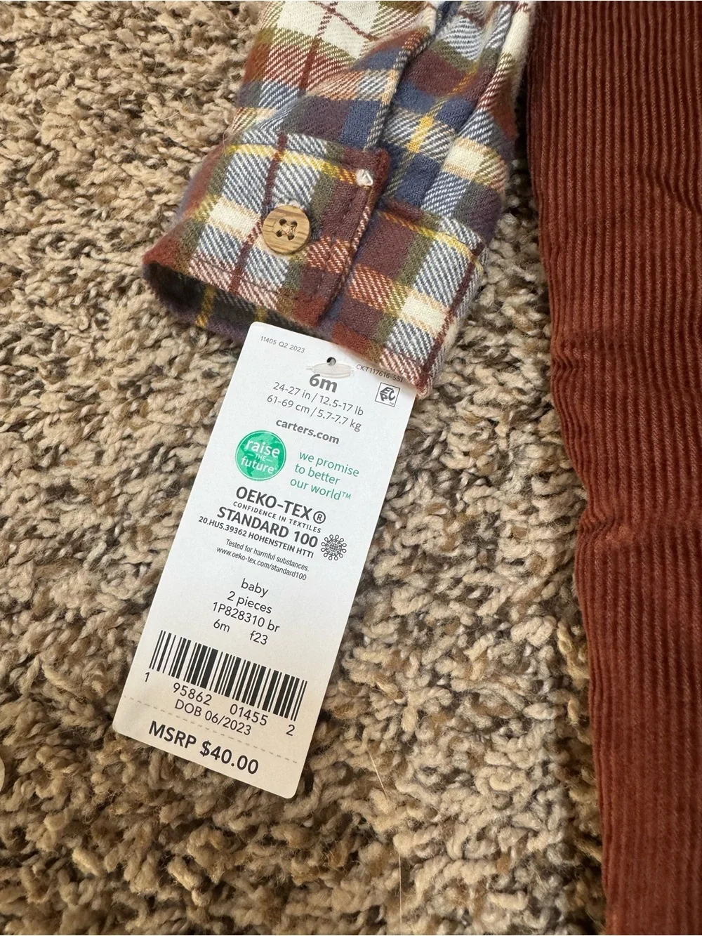 Carter's Rust Brown Corduroy Overalls